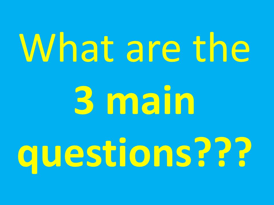What are the 3 main questions