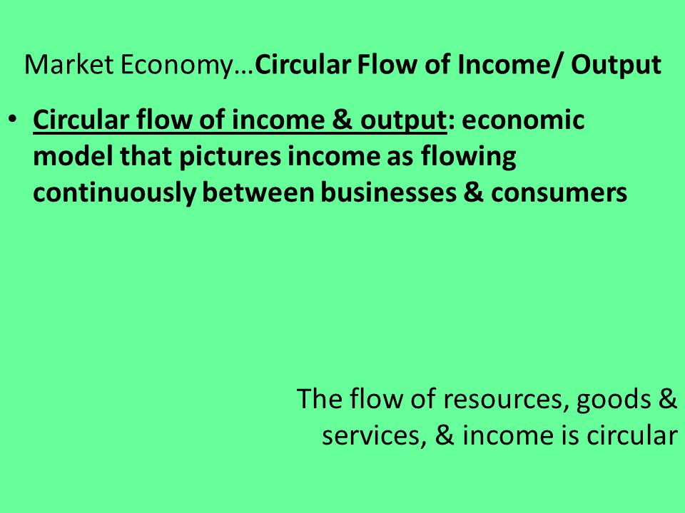 Market Economy…Circular Flow of Income/ Output