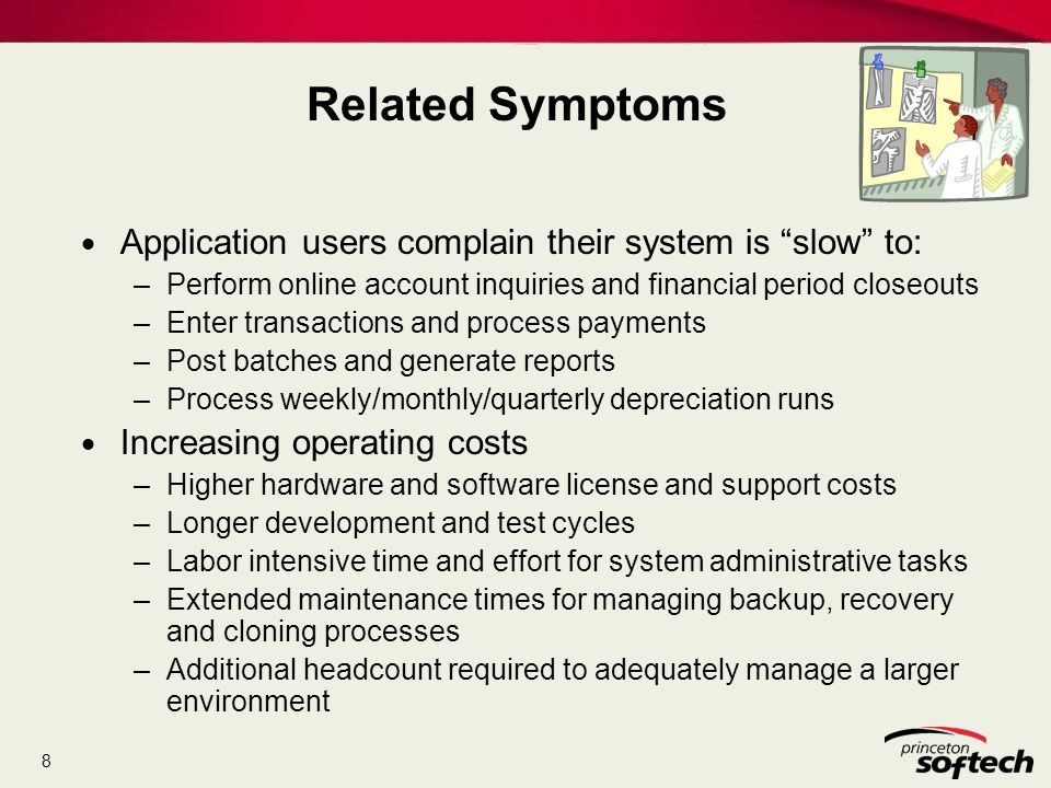 Related Symptoms Application users complain their system is slow to:
