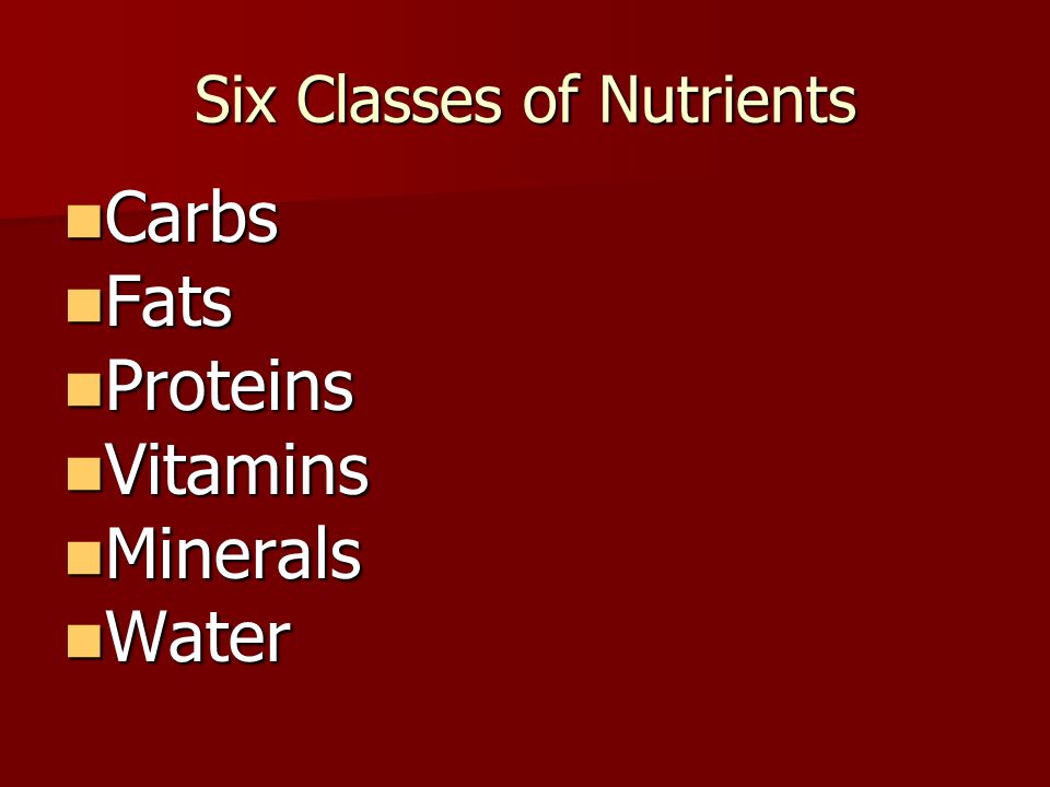 Six Classes of Nutrients