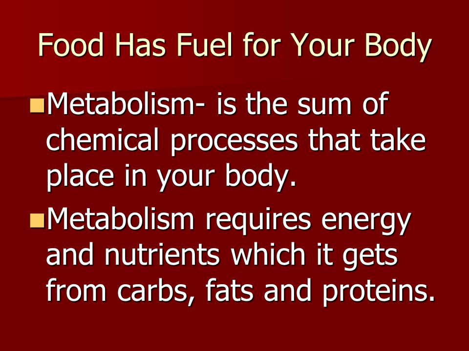 Food Has Fuel for Your Body