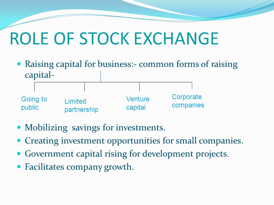 Common form. Role of the stock Market. Functional economy. Capital raising. Venture Capital for small Business.