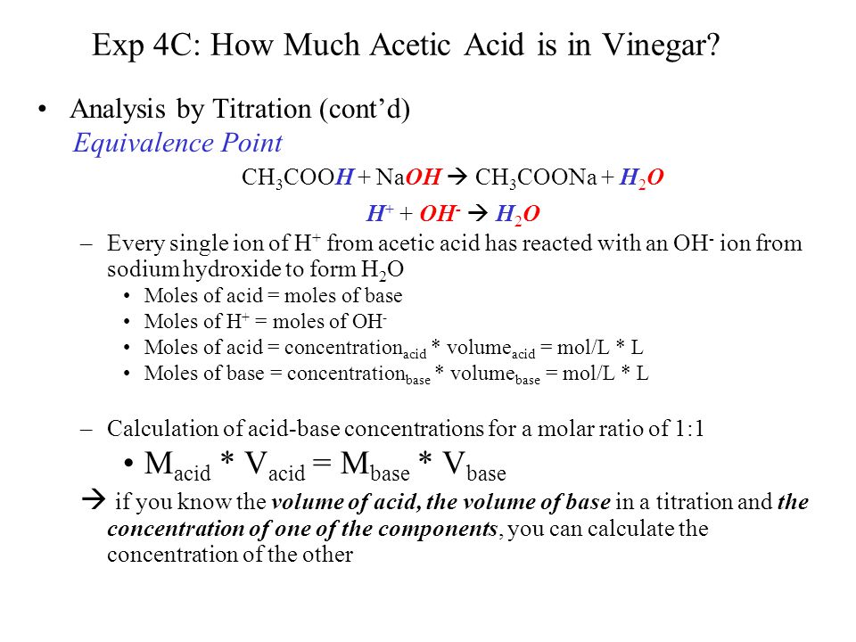 how much acetic acid is in vinegar lab