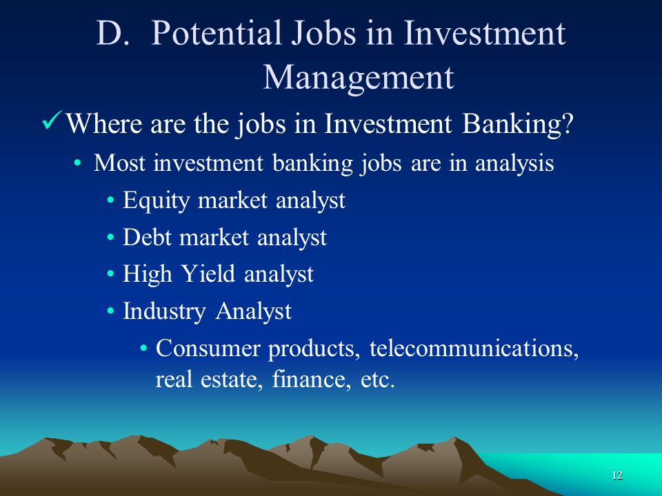 Potential Jobs in Investment Management