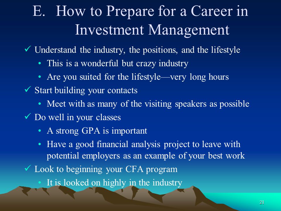 How to Prepare for a Career in Investment Management