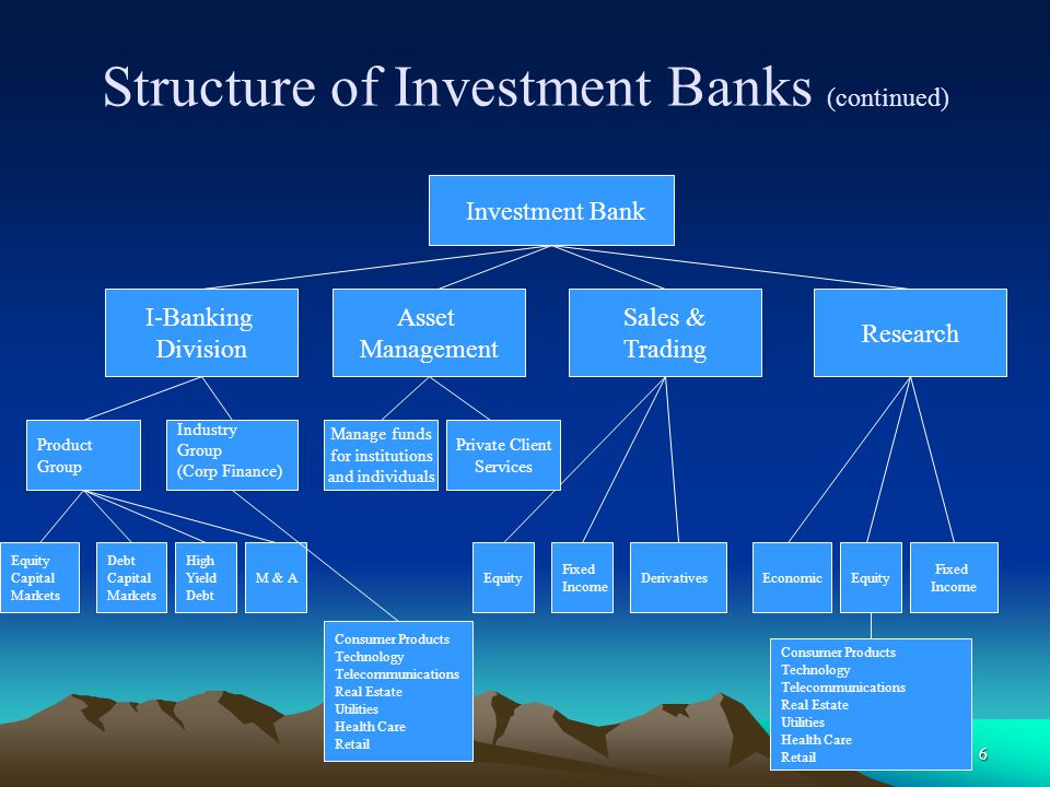 Structure of Investment Banks (continued)