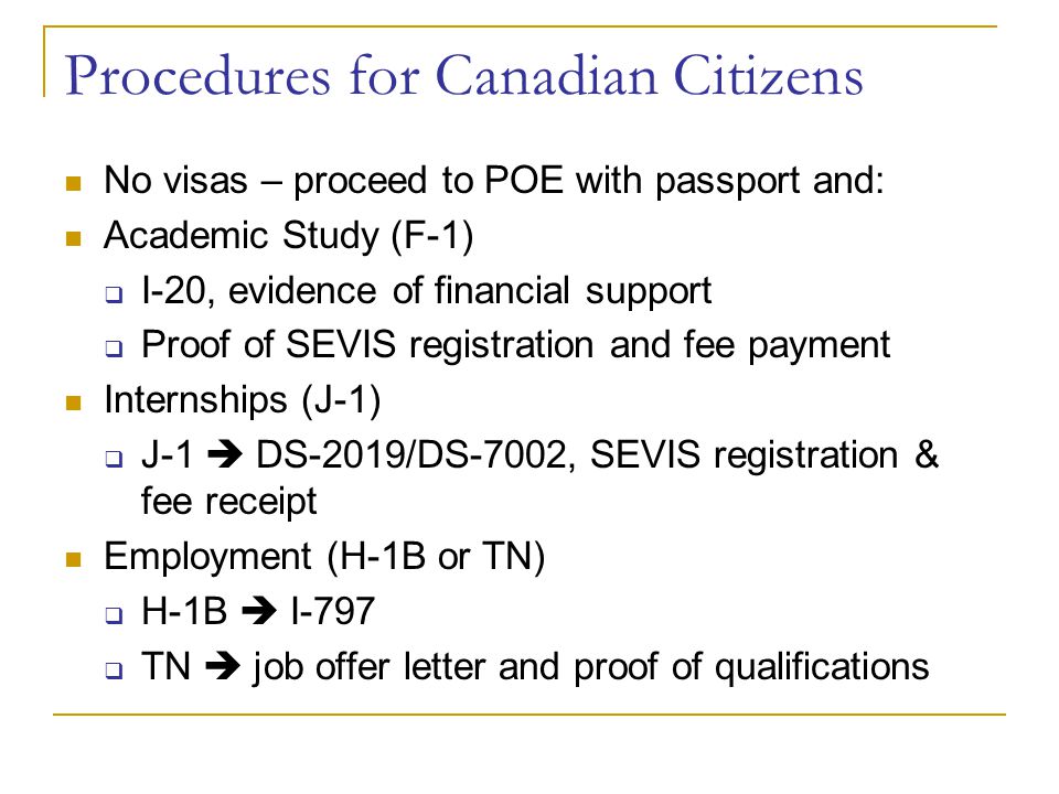 Procedures for Canadian Citizens