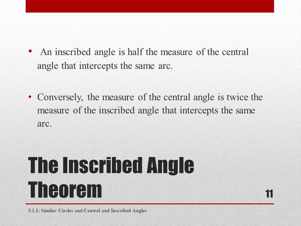 The Inscribed Angle Theorem