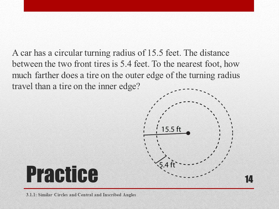 A car has a circular turning radius of feet