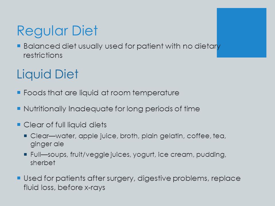 Regular Diet Liquid Diet