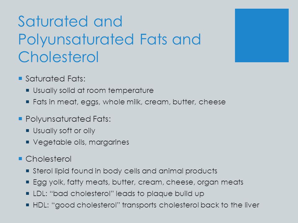 Saturated and Polyunsaturated Fats and Cholesterol