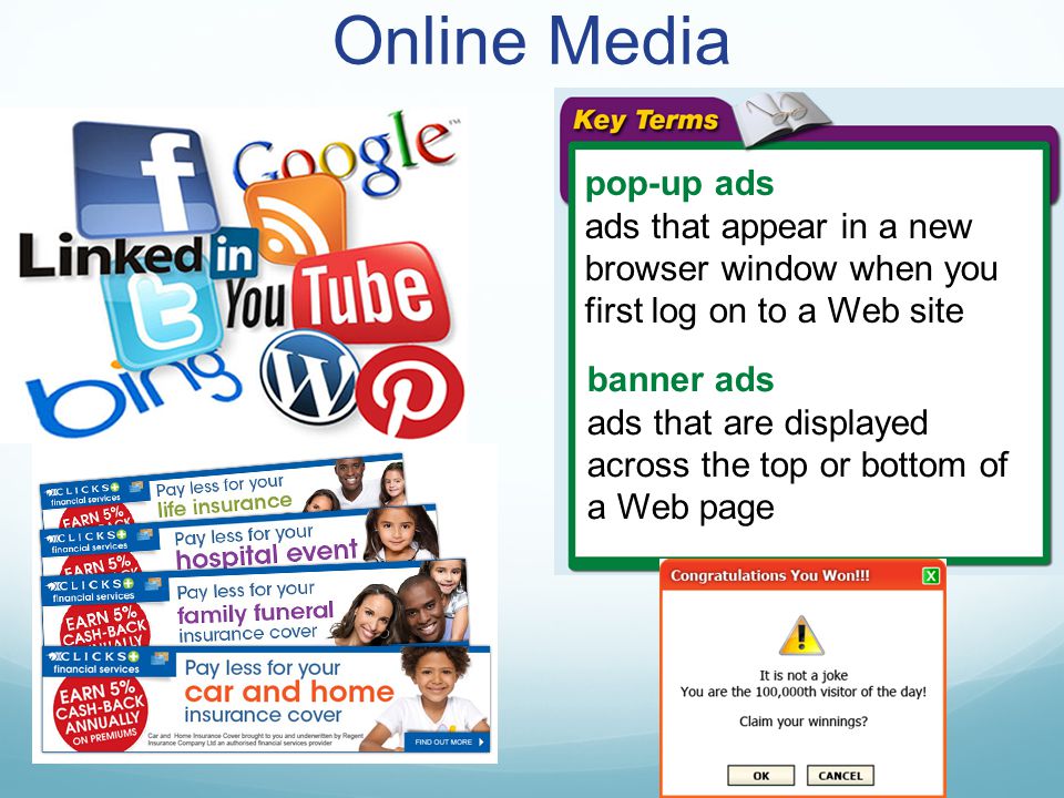 Online Media pop-up ads