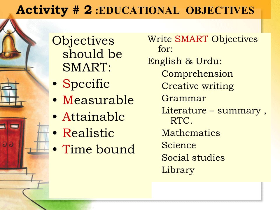 Activity # 2 :EDUCATIONAL OBJECTIVES