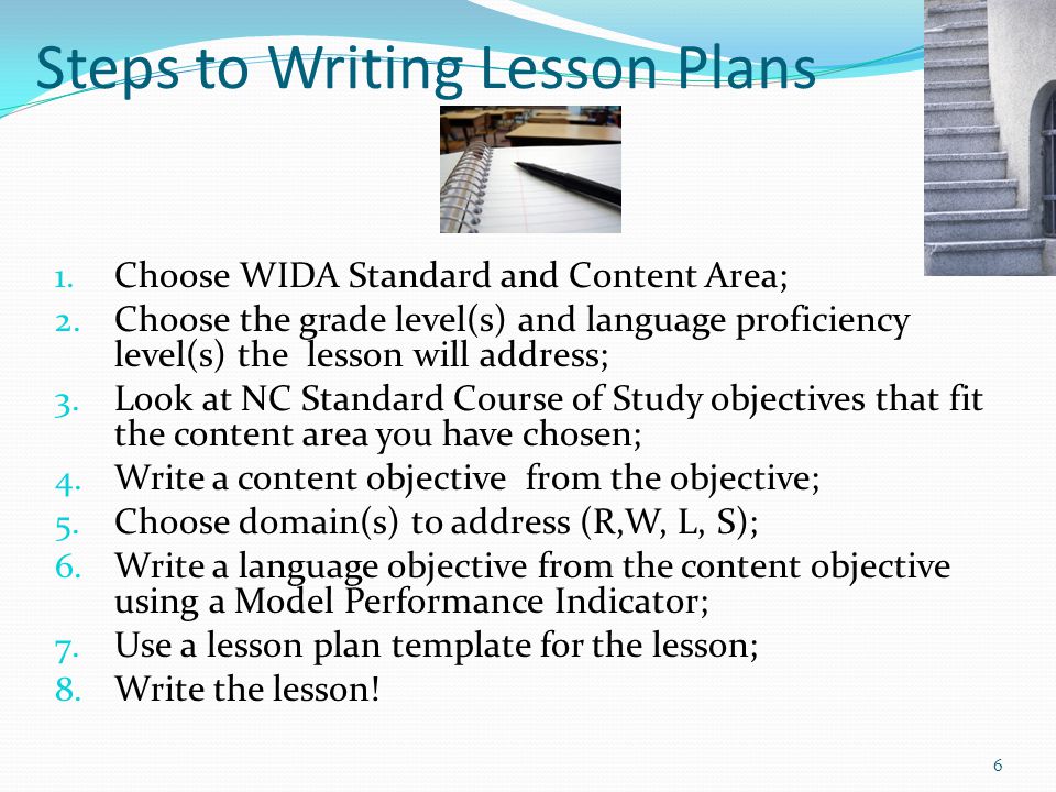 Steps to Writing Lesson Plans