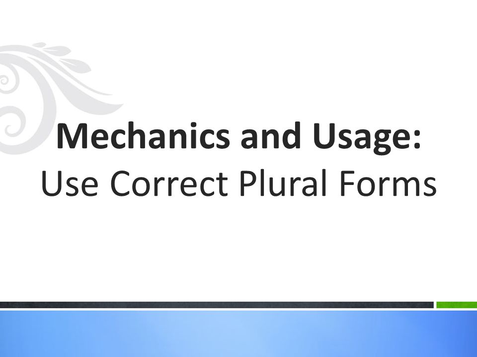 Mechanics and Usage: Use Correct Plural Forms