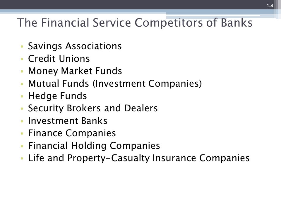 The Financial Service Competitors of Banks