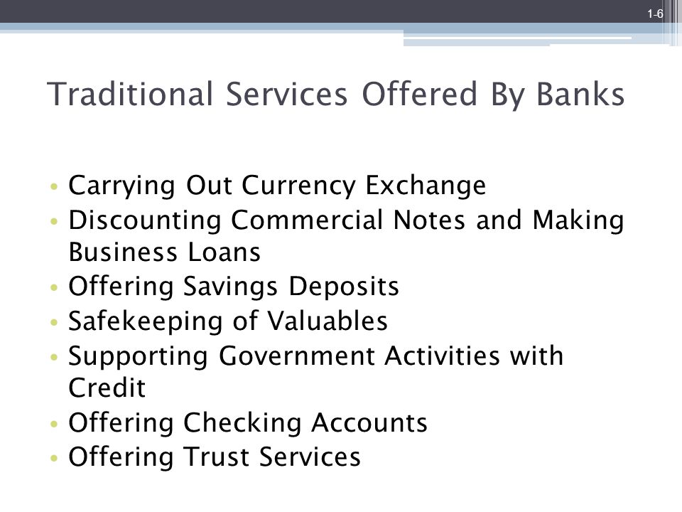 Traditional Services Offered By Banks