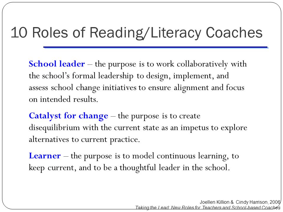 The Role of the Reading/Literacy Coach - ppt video online download