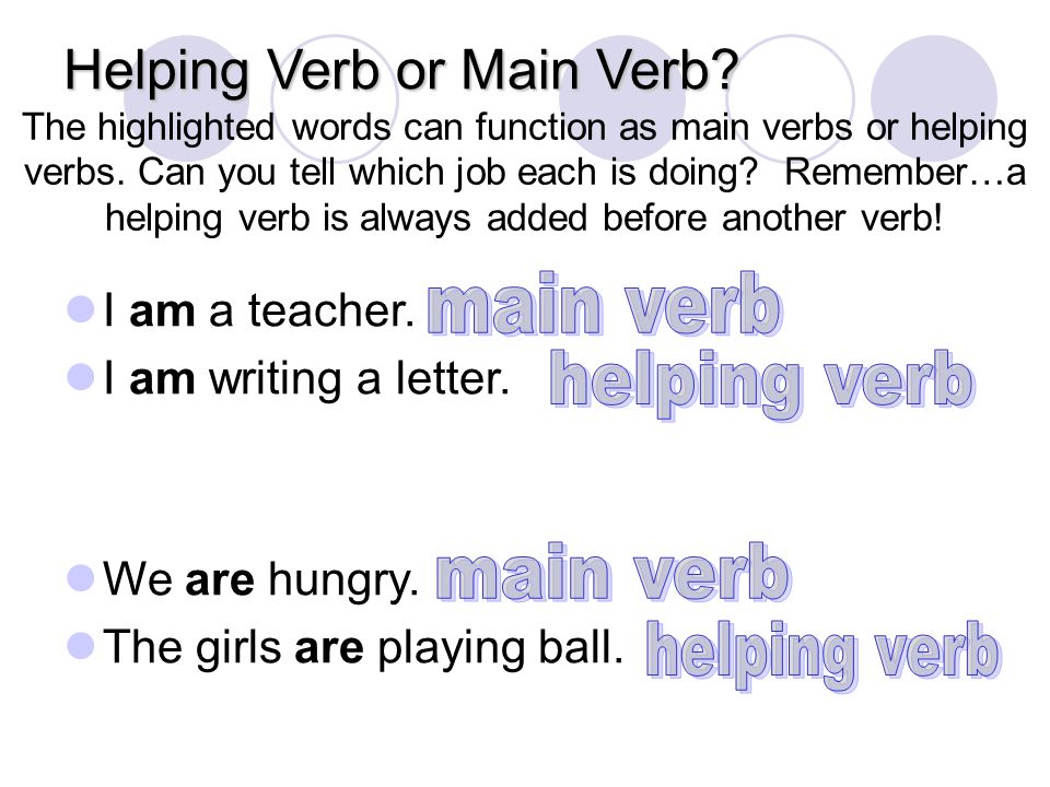 Helping Verb or Main Verb