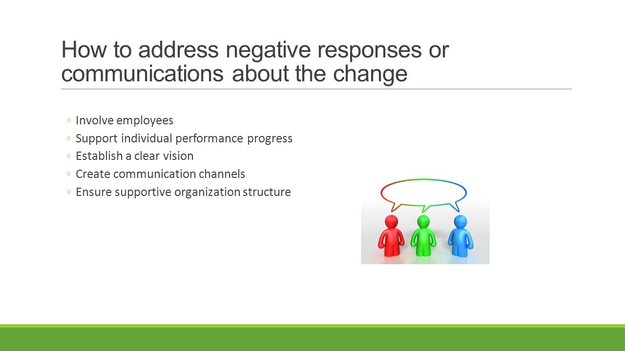 How to address negative responses or communications about the change