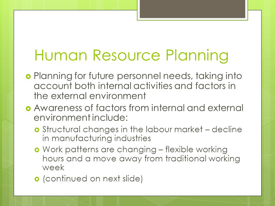 external factors in human resource planning