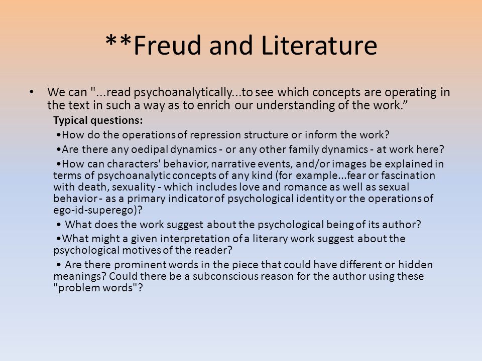 **Freud and Literature