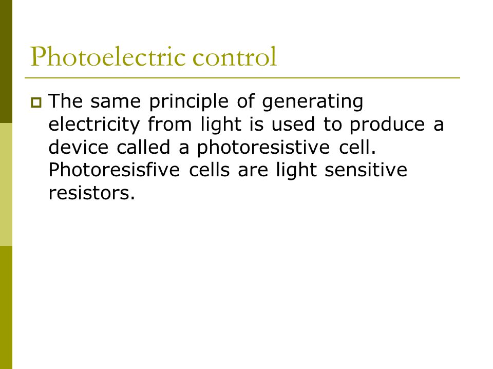 Photoelectric control
