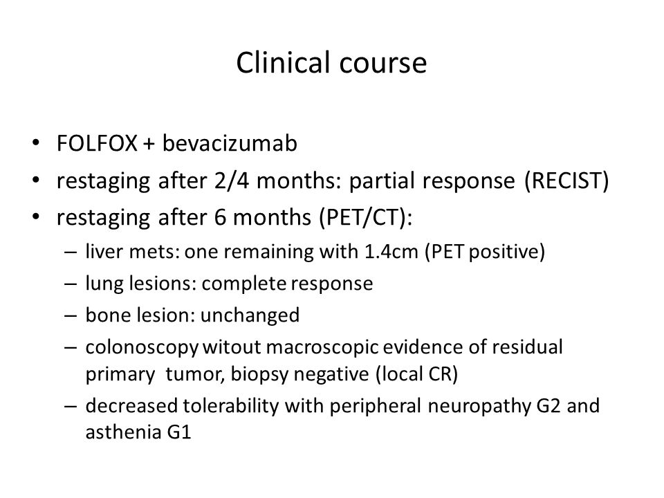 Clinical course FOLFOX + bevacizumab
