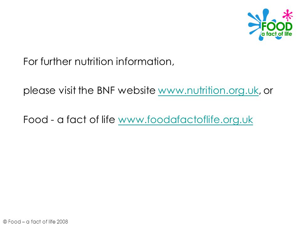 For further nutrition information,
