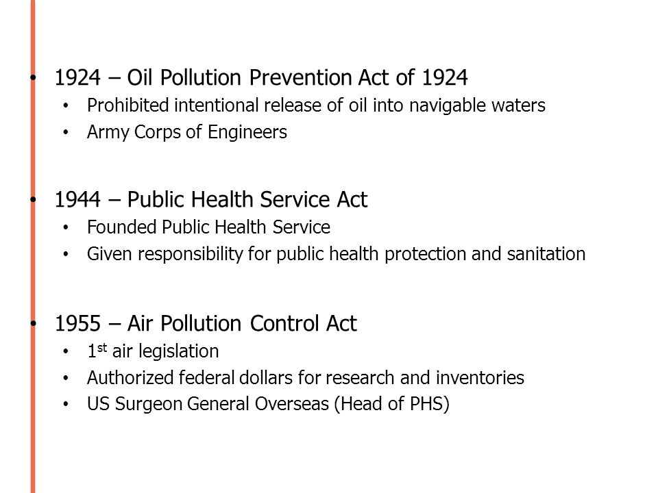 1924 – Oil Pollution Prevention Act of 1924
