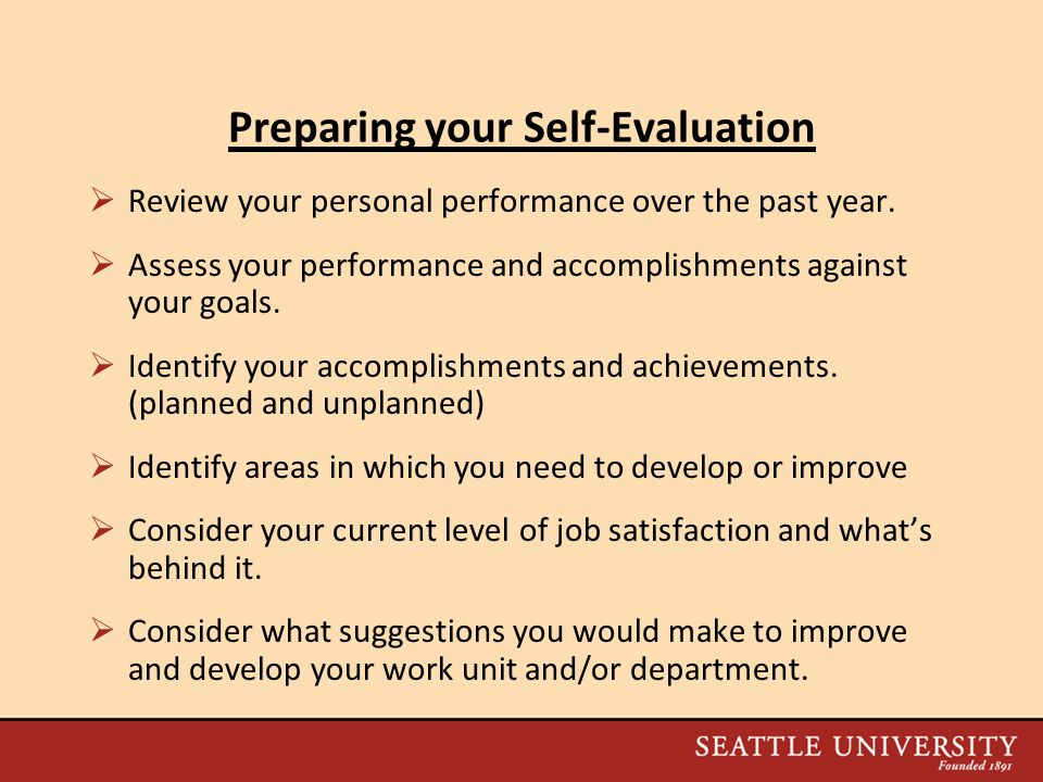 Preparing your Self-Evaluation