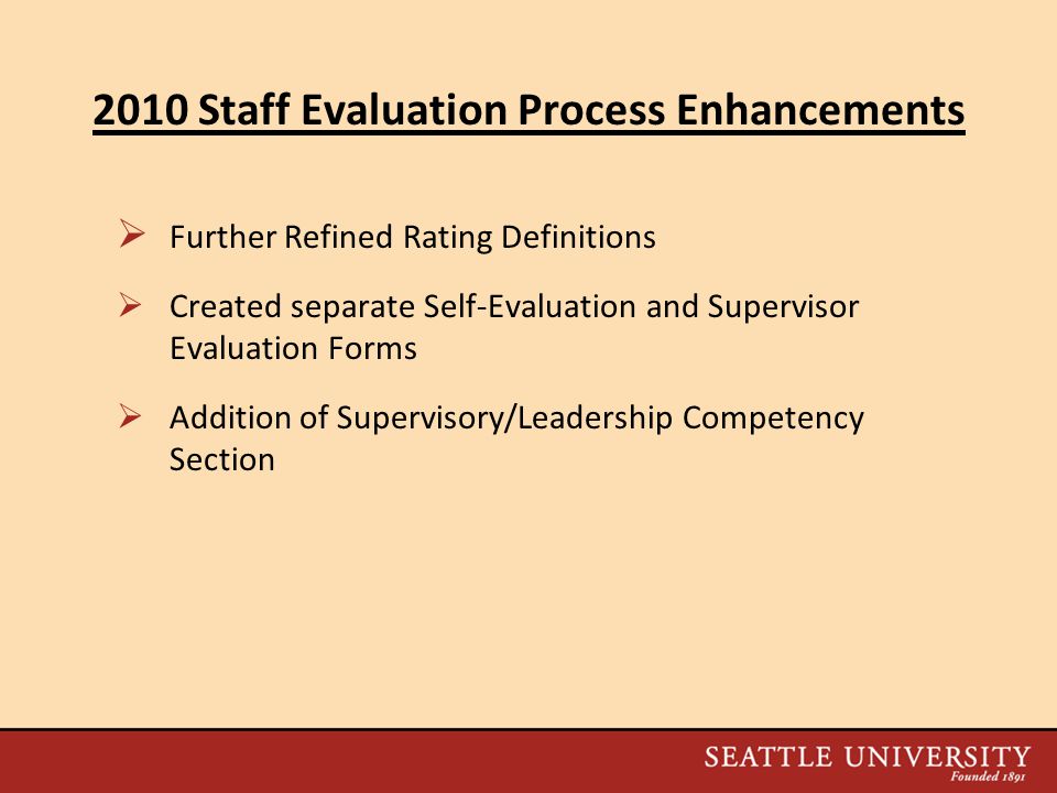 2010 Staff Evaluation Process Enhancements