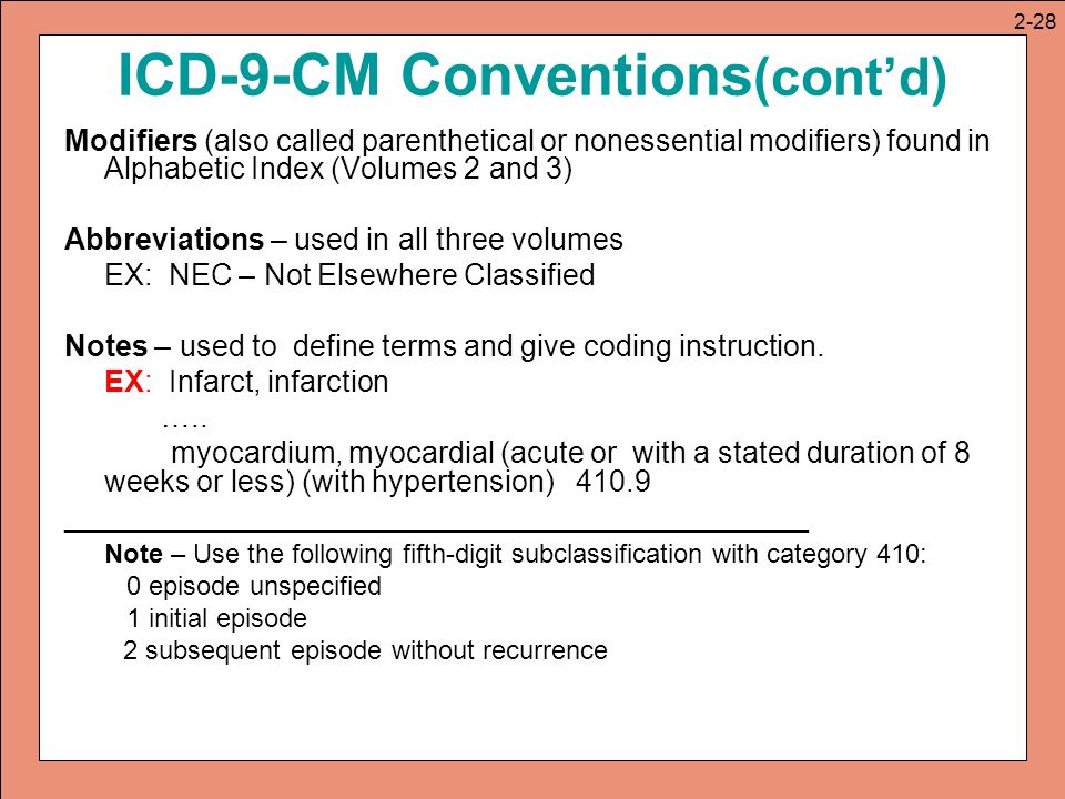 ICD-9-CM Conventions(cont’d)