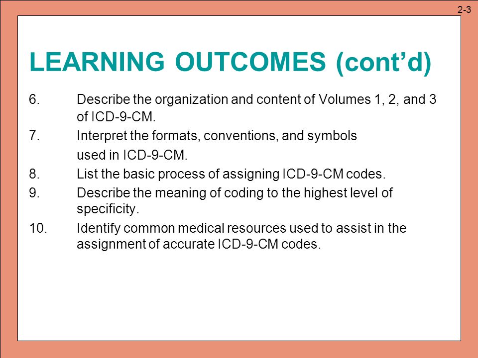 LEARNING OUTCOMES (cont’d)