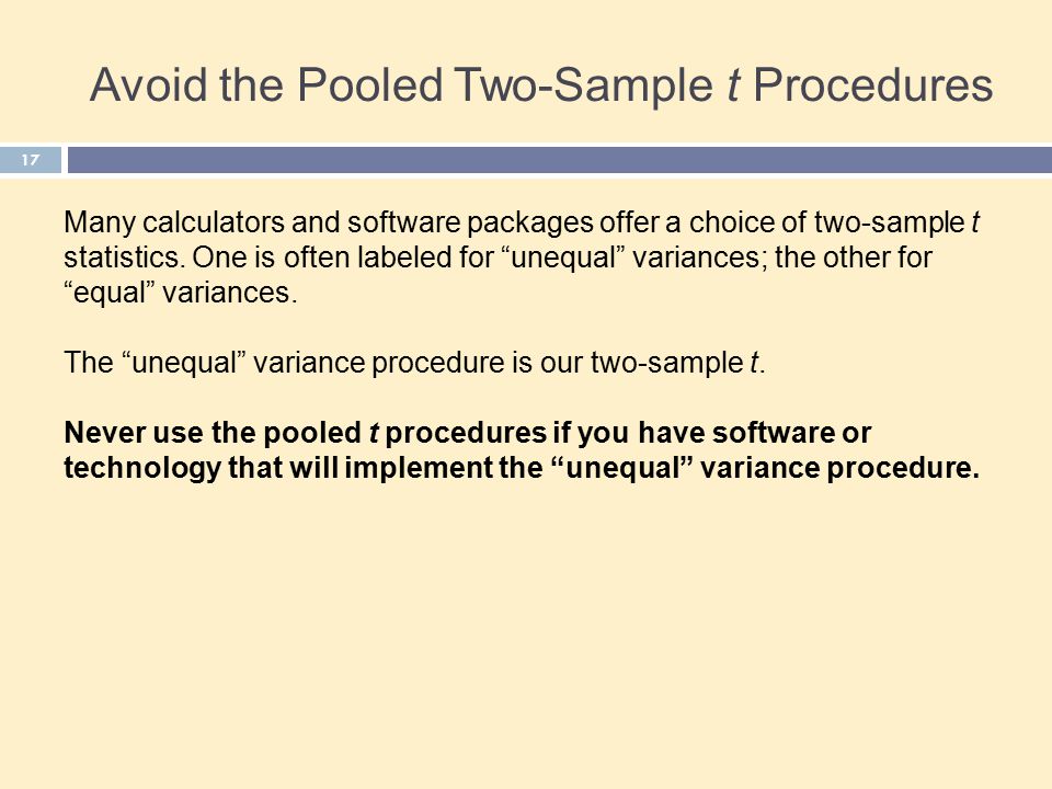 Avoid the Pooled Two-Sample t Procedures