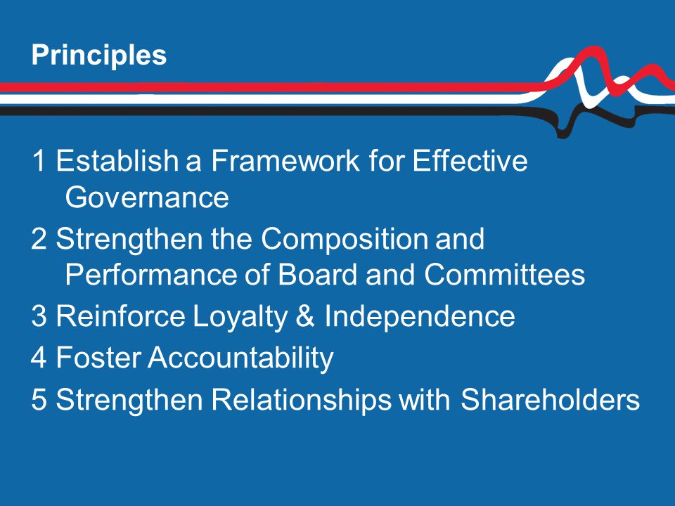 1 Establish a Framework for Effective Governance