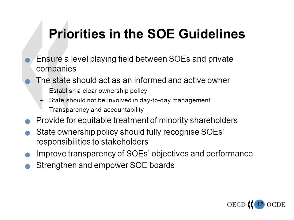 Priorities in the SOE Guidelines