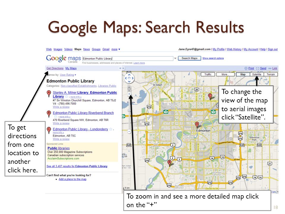 Google Maps: Search Results