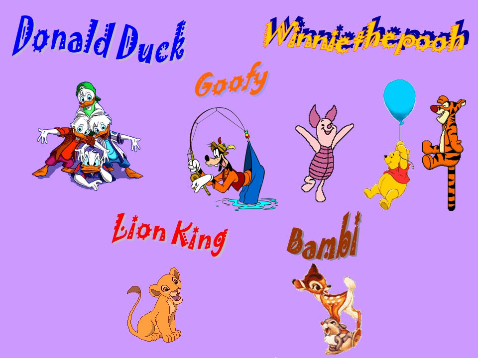 Donald Duck Winnie the pooh Goofy Bambi Lion King