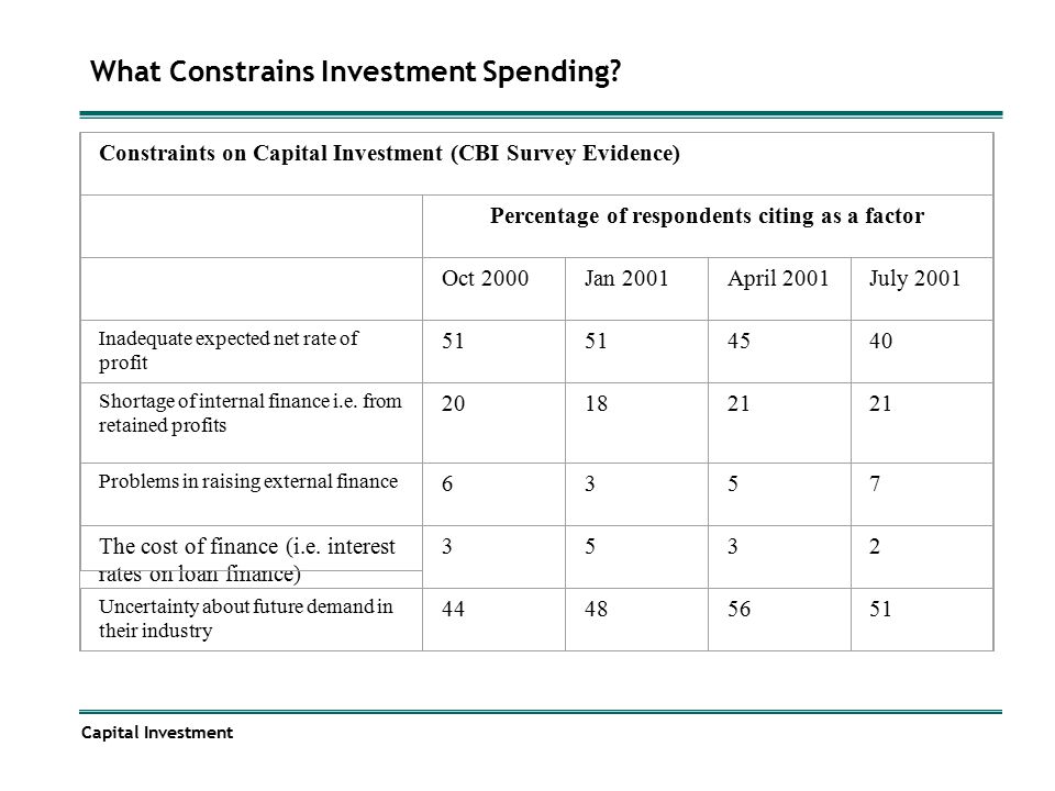 What Constrains Investment Spending