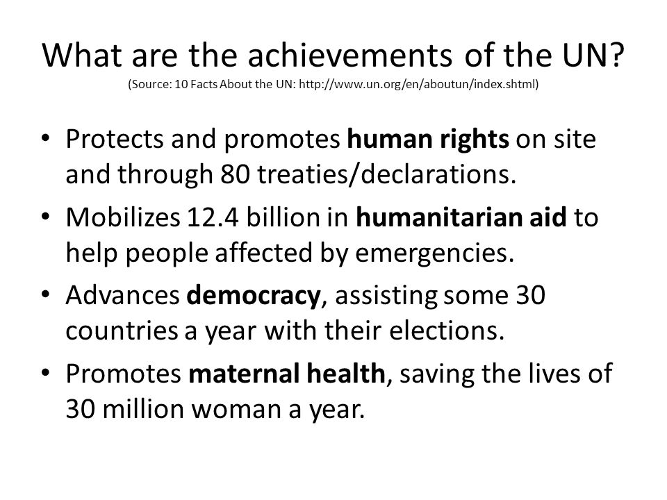 What are the achievements of the UN