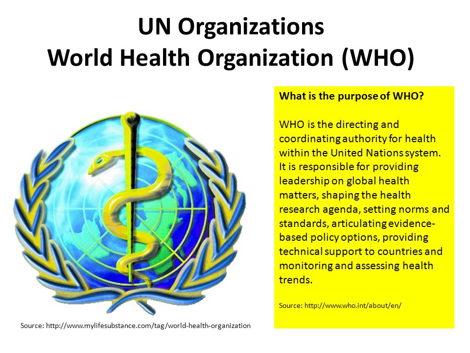 UN Organizations World Health Organization (WHO)