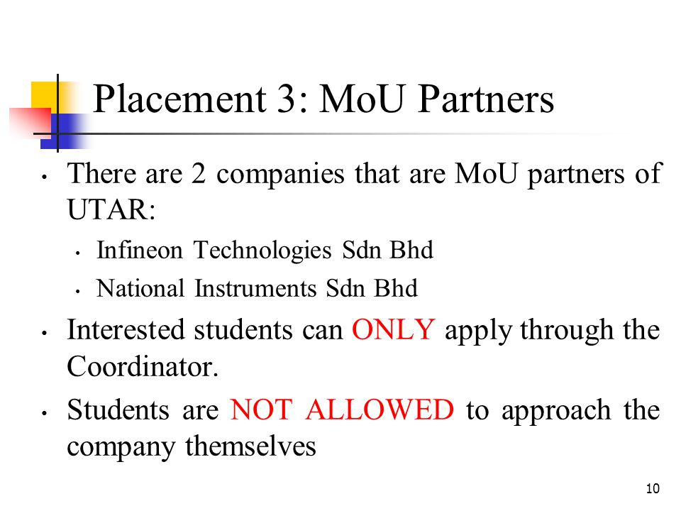 Placement 3: MoU Partners