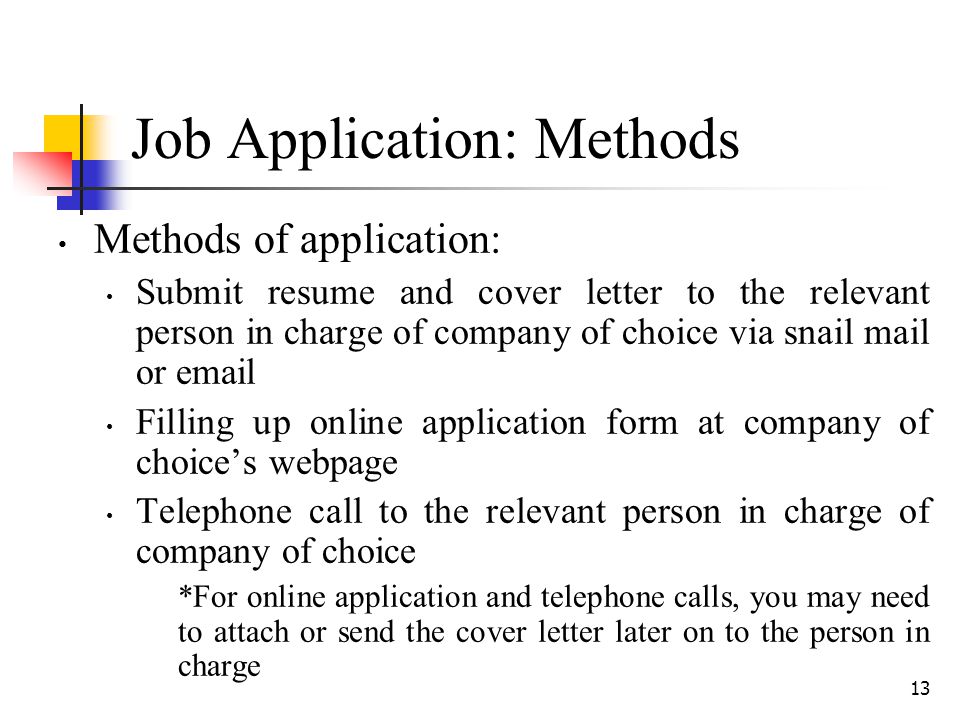 Job Application: Methods