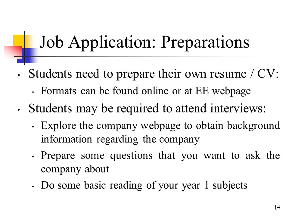Job Application: Preparations