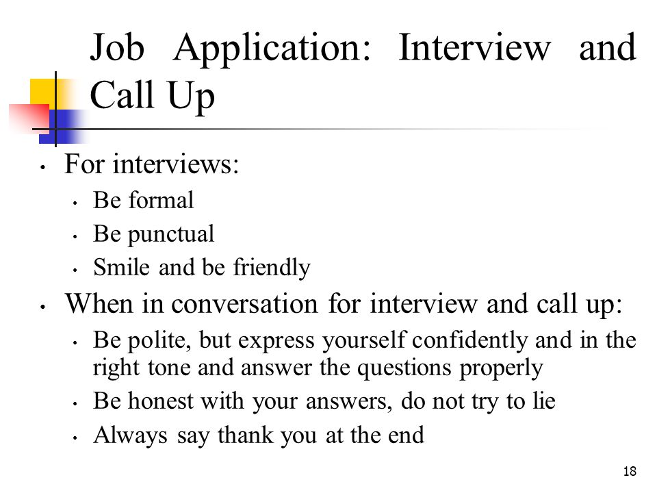 Job Application: Interview and Call Up