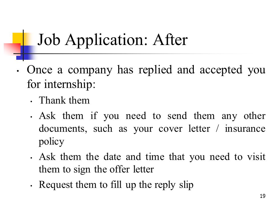 Job Application: After