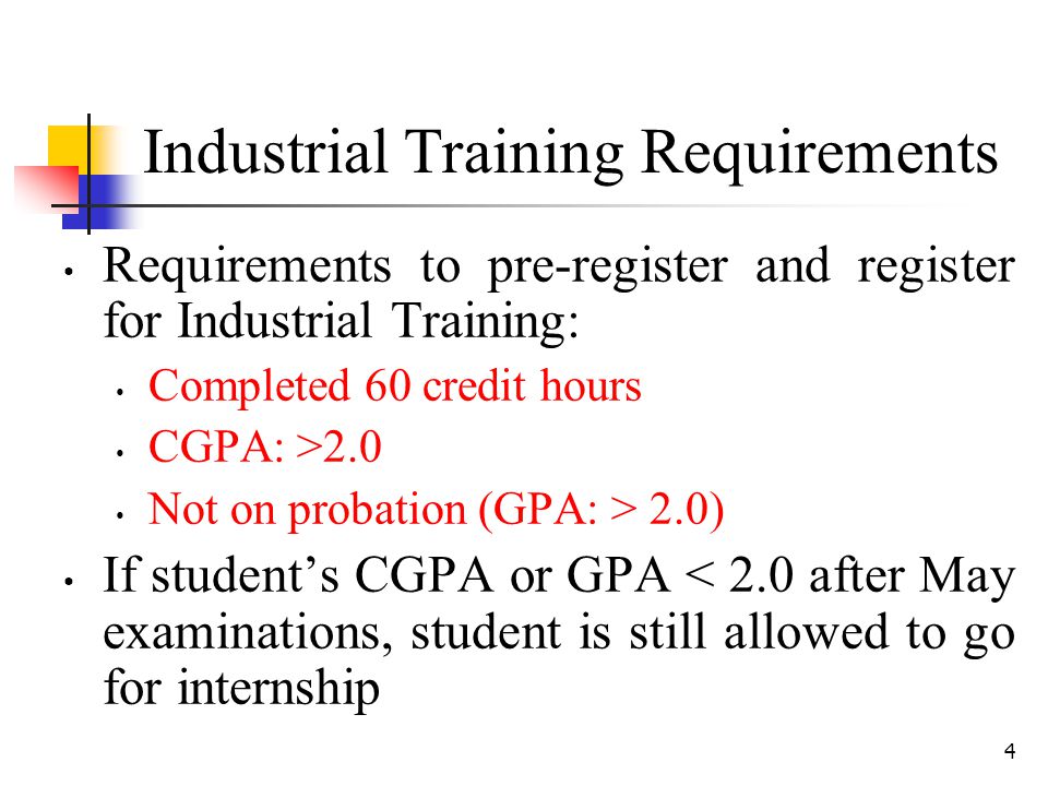 Industrial Training Requirements