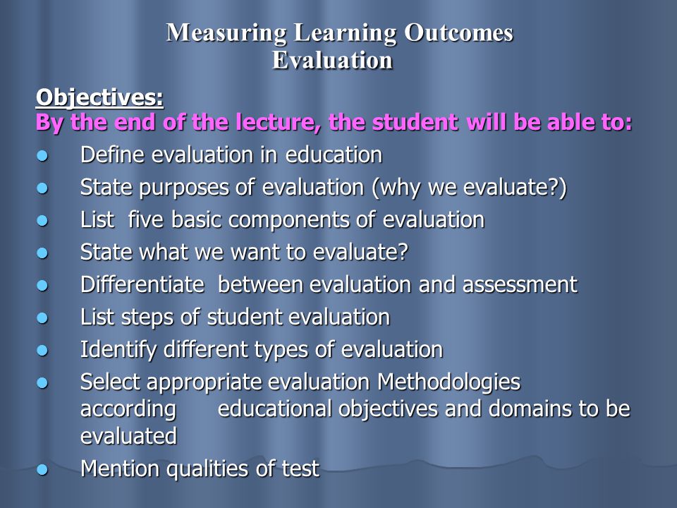 Measuring Learning Outcomes Evaluation