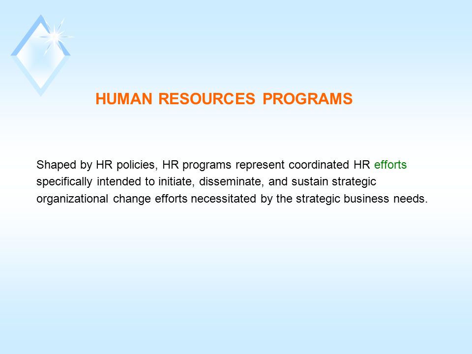 HUMAN RESOURCES PROGRAMS